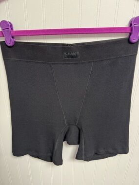 NWT Skims Cotton Ribbed Boxers Onyx Stretch Comfy Lounge